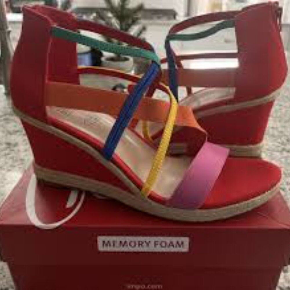 IMPO Bright Multi Espadrille Wedge Sandal - Picture 3 of 4